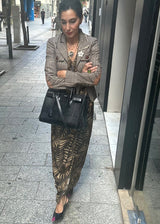 Vestido MIDI CRUZADO CON ESTAMPADO MARRÓN