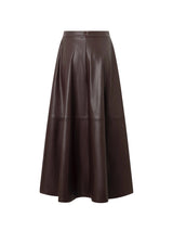 Falda midi efecto piel granate