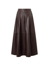 Falda midi efecto piel granate