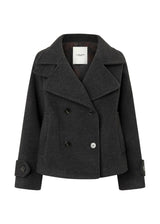 ABRIGO CRUZADO CON CUELLO PERKINS GRIS OSCURO