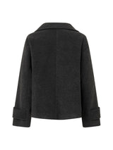 ABRIGO CRUZADO CON CUELLO PERKINS GRIS OSCURO