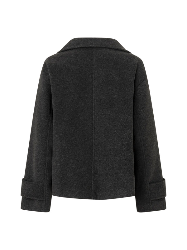 ABRIGO CRUZADO CON CUELLO PERKINS GRIS OSCURO