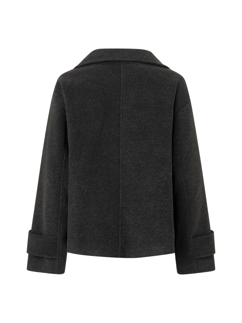 ABRIGO CRUZADO CON CUELLO PERKINS GRIS OSCURO