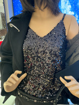 Top lentejuelas negro