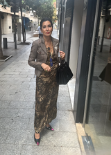 Vestido MIDI CRUZADO CON ESTAMPADO MARRÓN