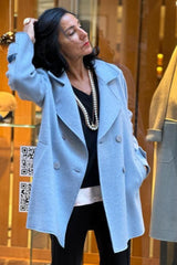 Short light blue pea coat