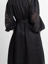 Vestido lino negro bordado