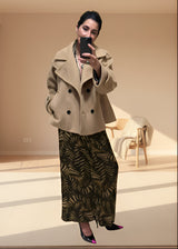 ABRIGO CRUZADO CON CUELLO PERKINS CAMEL