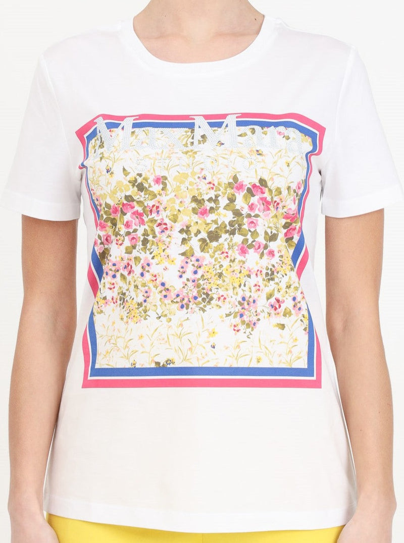 Camiseta de flores con incrustaciones