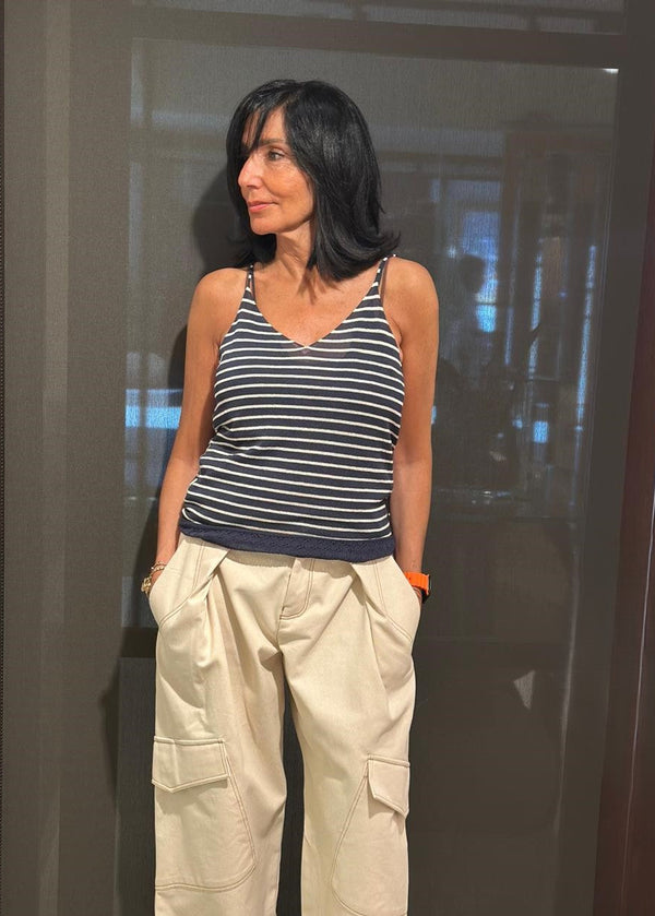 Top reversible rayas/azul
