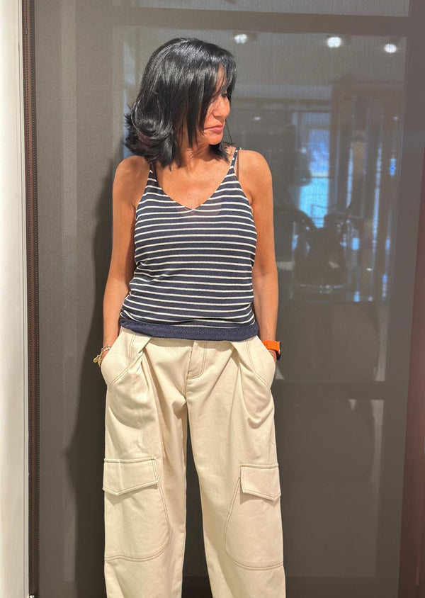 Top reversible rayas/azul