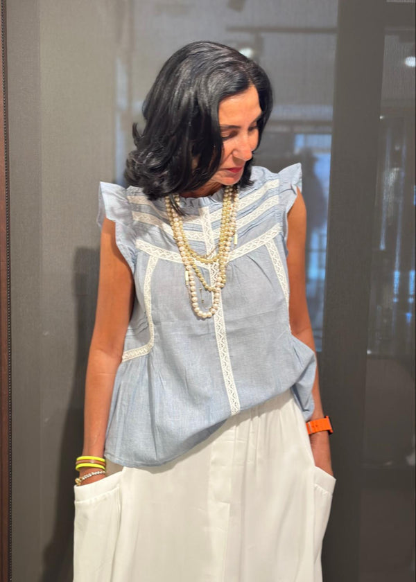 Blusa booho azul claro