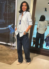 Camisa de rayas azul