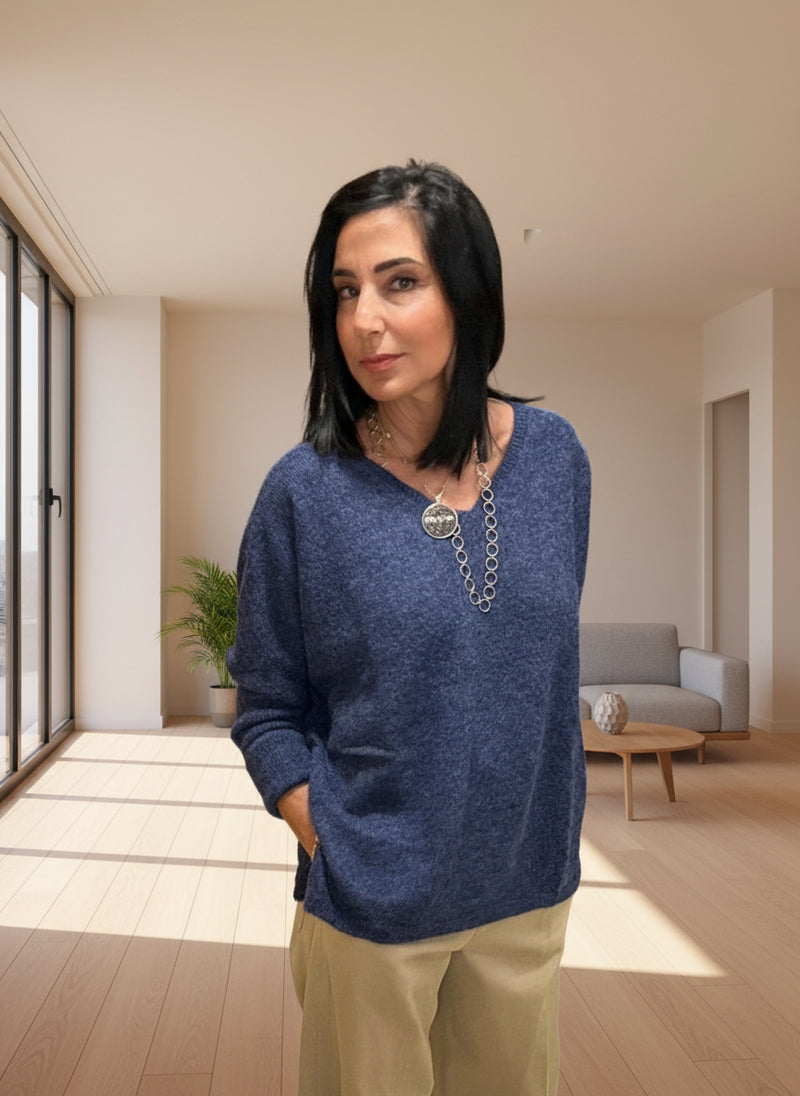 Jersey de pico azul oscuro over