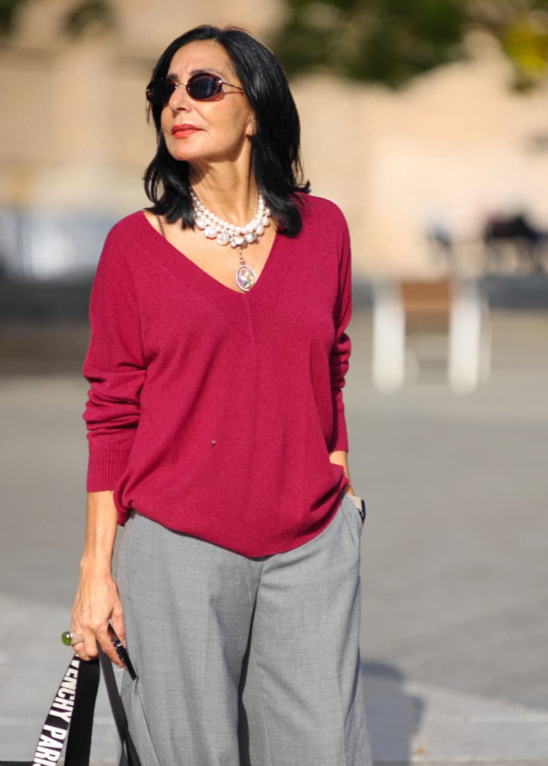 Jersey de pico granate