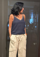Top reversible rayas/azul