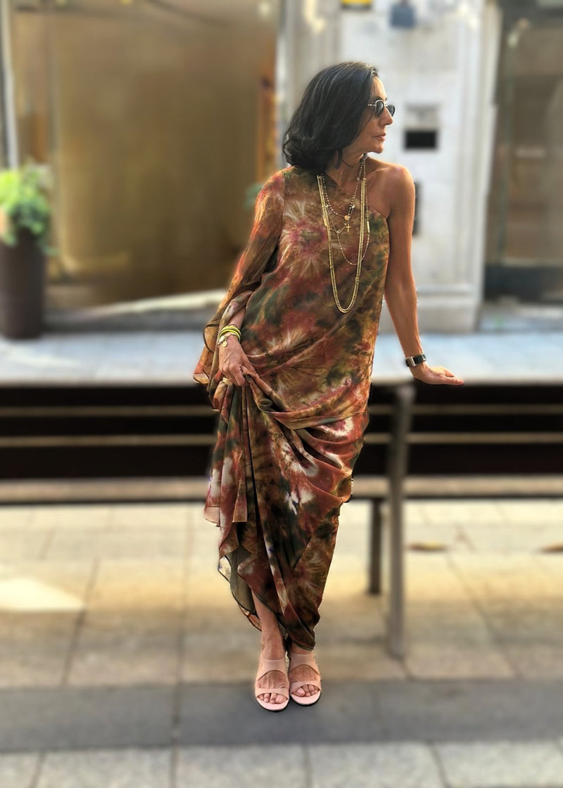 Vestido estampado asimétrico