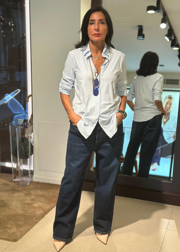 Camisa de rayas azul