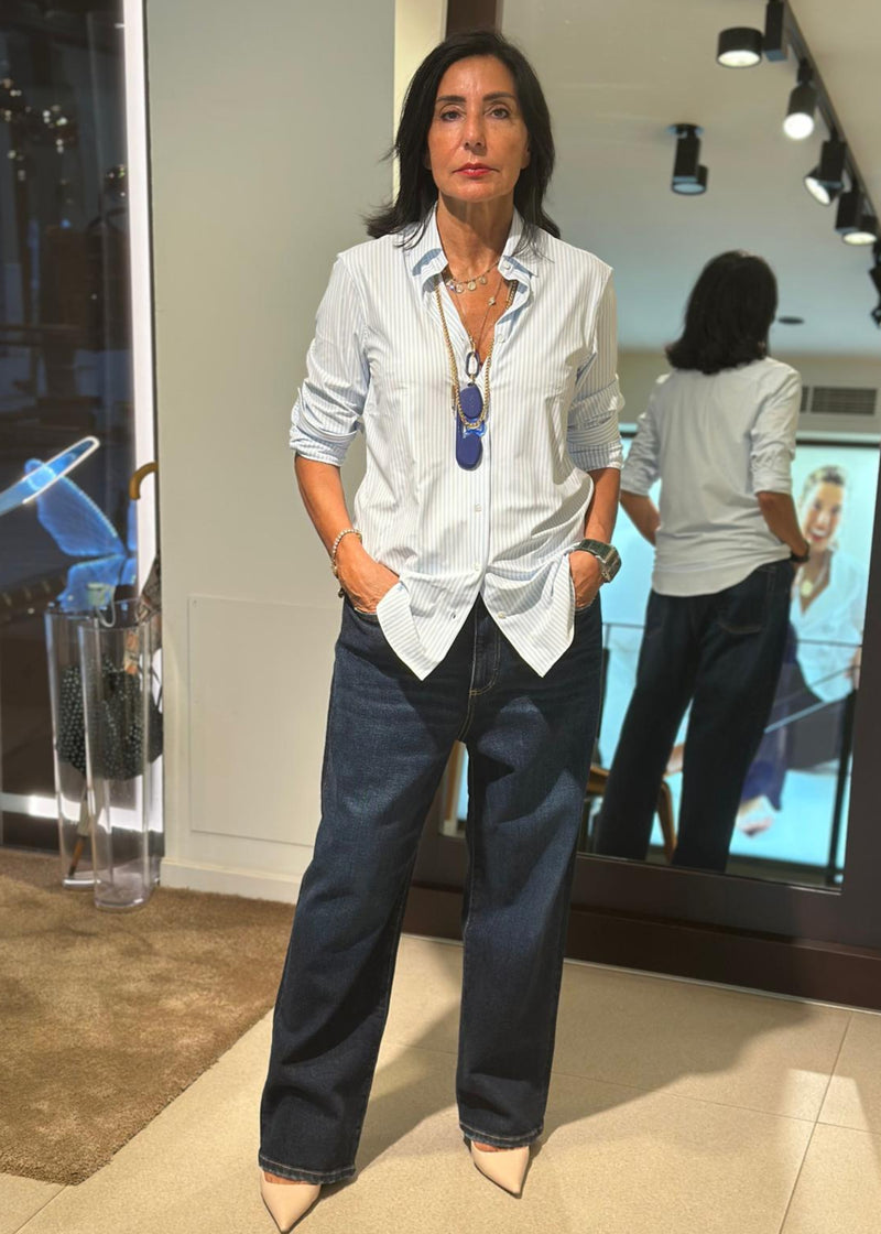 Camisa de rayas azul
