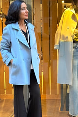 Short light blue pea coat